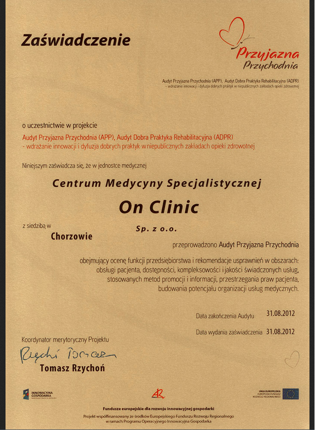 Centrum Medycyny Specjalistycznej ON CLINIC dr Michał Glogasa lek. med. specj. chirurg, specj. medycyny sportowej, specj. medycyny paliatywnej — zdjęcie 1